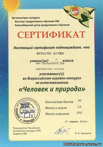 Конкурс чип сертификат Конкурс чип сертификат